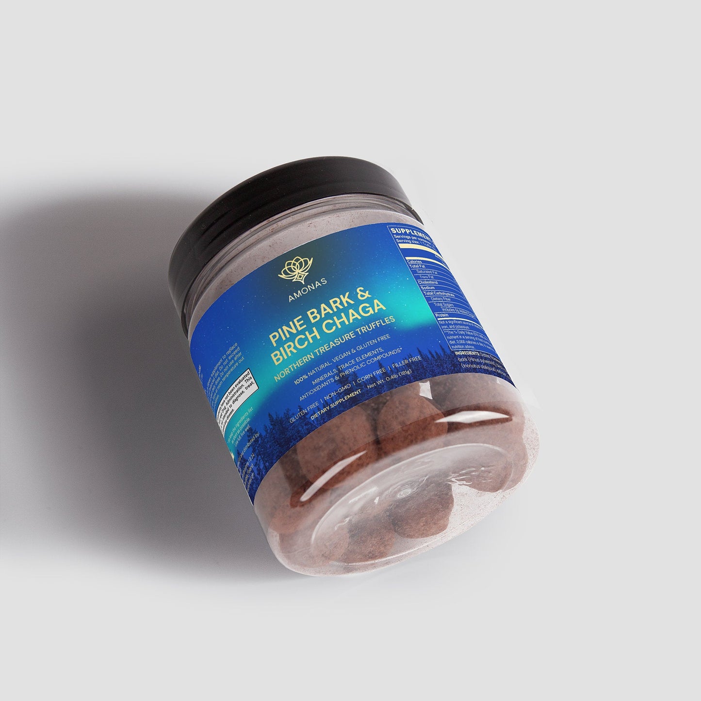 Amonas Pine Bark & Birch Chaga Truffles - Pine tree bark and Northern chaga mushroom
