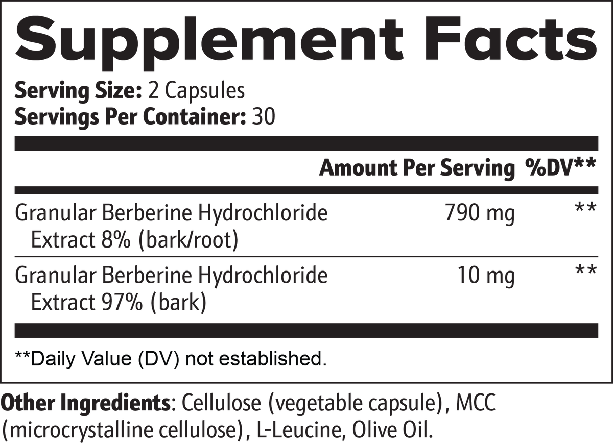 Amonas Berberine Balance+ berberine capsules Supplement Facts