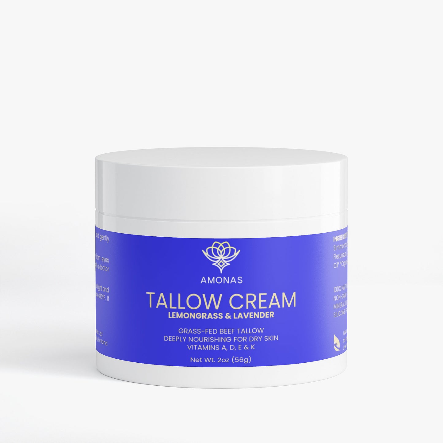Amonas Tallow Cream Lemongrass & Lavender – Nourishing 100% natural tallow balm for face