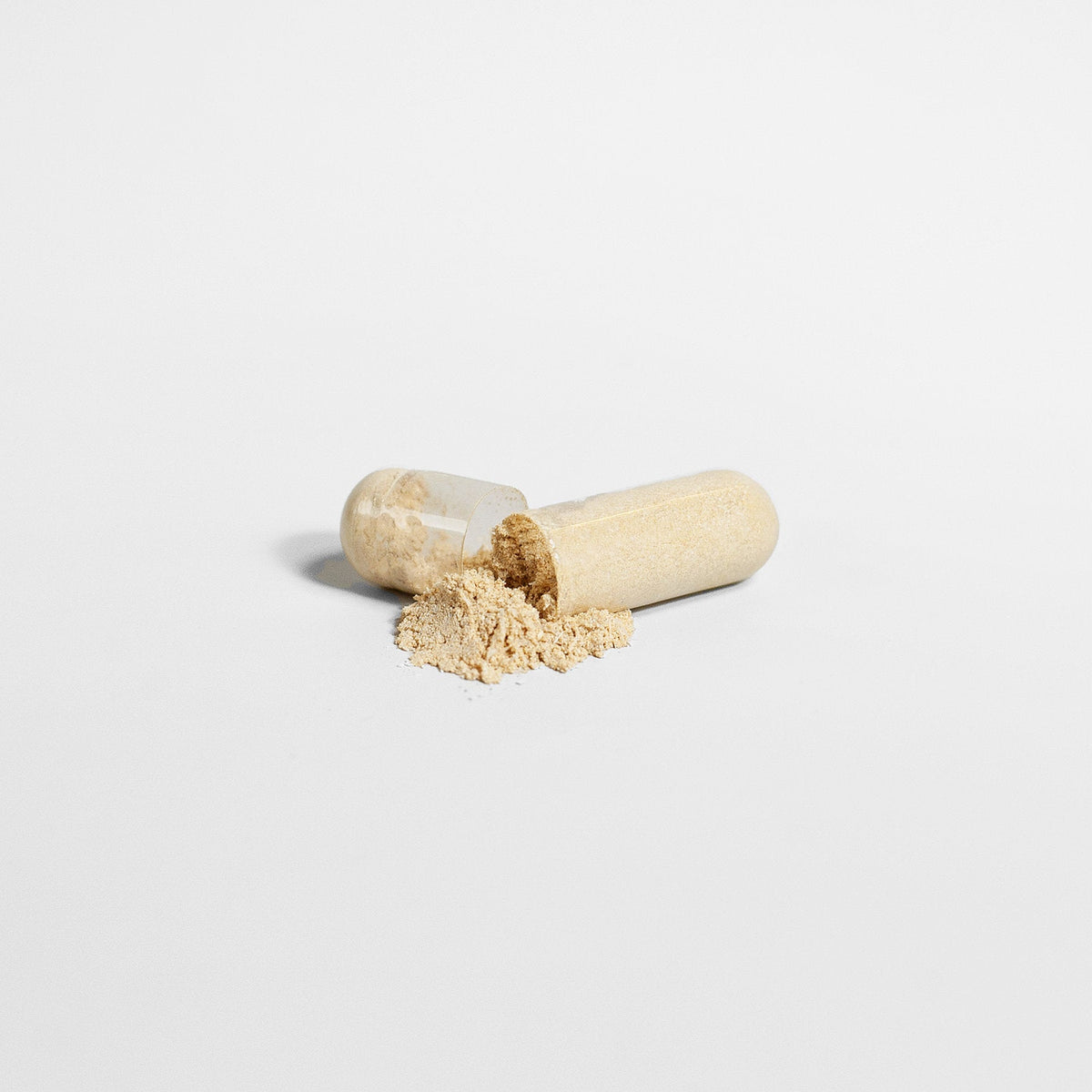 Amonas ashwagandha root powder in an open capsule