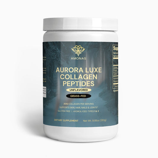 Amonas Aurora Luxe Unflavored Collagen Peptides Powder jar front
