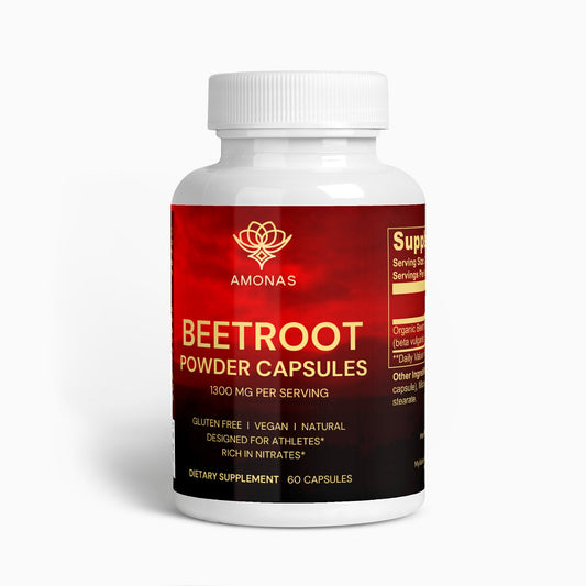 Amonas beetroot powder capsules bottle front