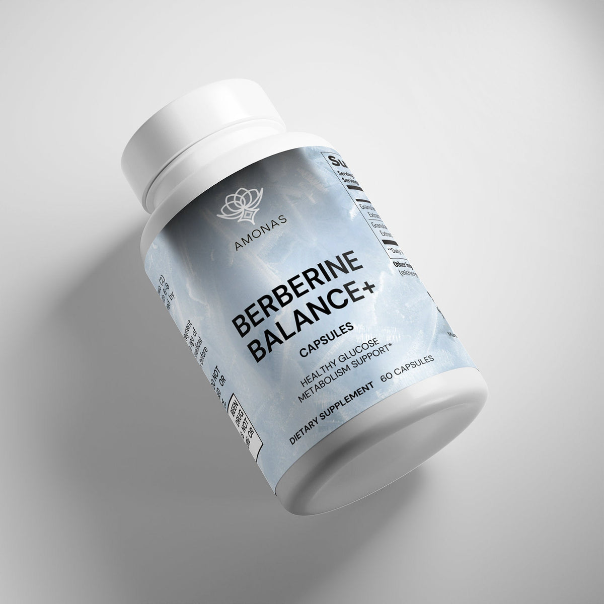 Amonas Berberine Balance+ berberine capsules bottle at an angle