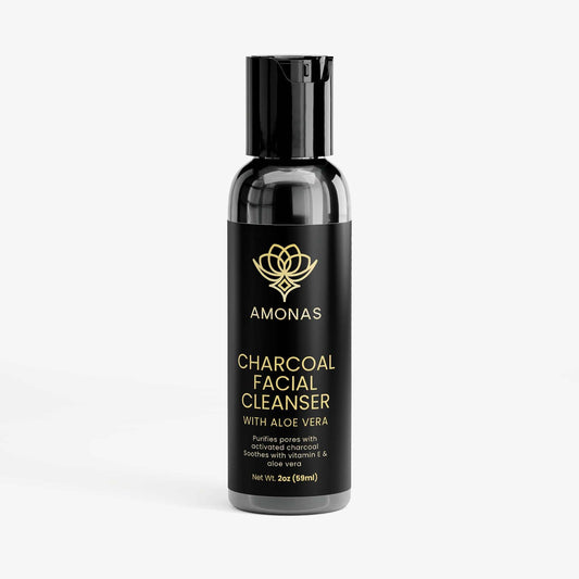 Amonas charcoal facial cleanser, 2 fl oz gel face wash for oily and combination skin