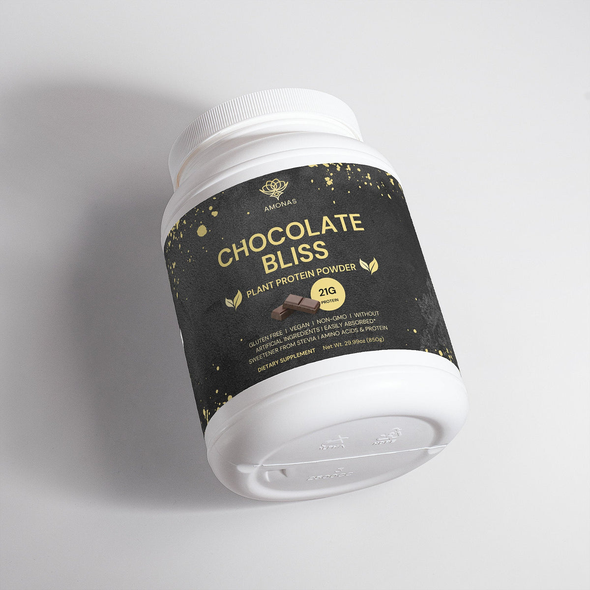Amonas Chocolate Bliss chocolate plant protein powder, 24 servings with 21 g fava bean protein
