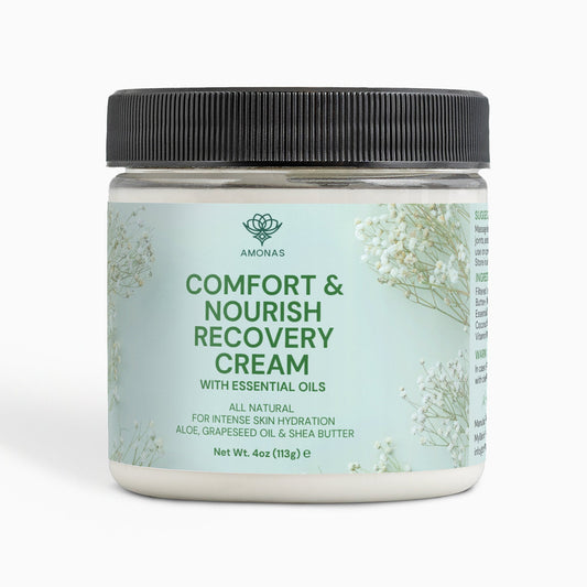 Amonas cooling body cream, 4 oz aloe and shea butter body cream jar